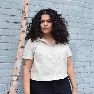 Only Child courier shirt, eggshell cotton canvas